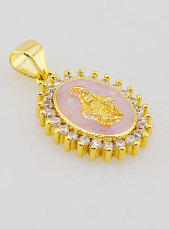 Pink Miraculous Virgin Medal - 17mm (pic 3)