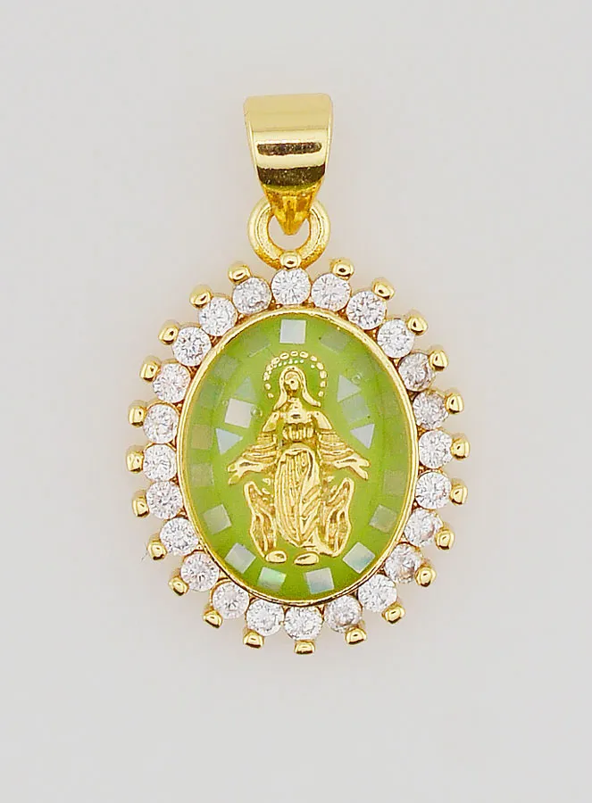 Green Miraculous Virgin Medal - 17mm (pic 1)