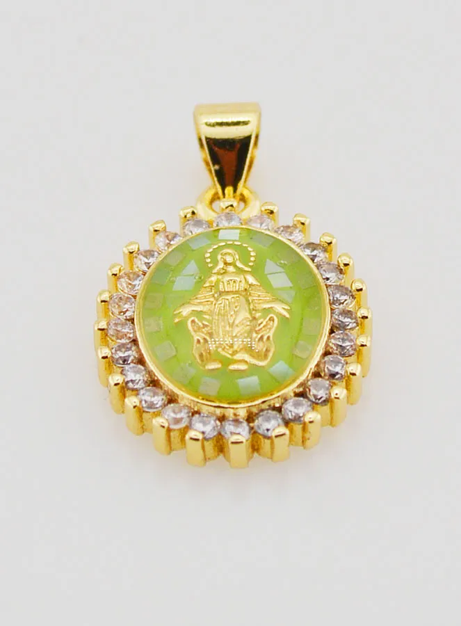 Green Miraculous Virgin Medal - 17mm (pic 2)