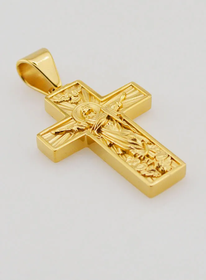 Cross Pendant Jesus the Redeemer in Golden Stainless Steel - 35mm (pic 3)