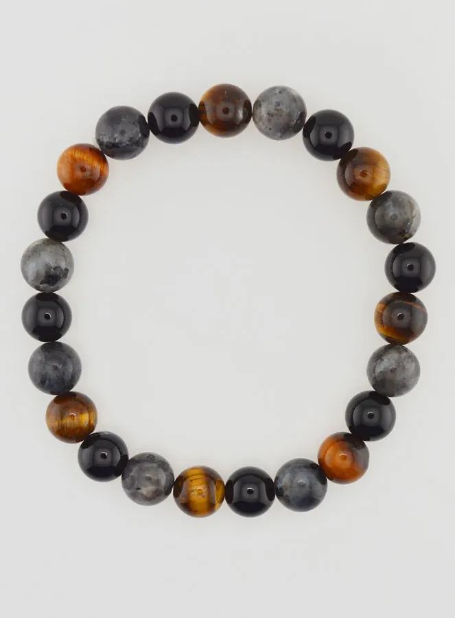 Bracelet with Tiger Eye - Onyx - Larvikite - 8mm (pic 1)