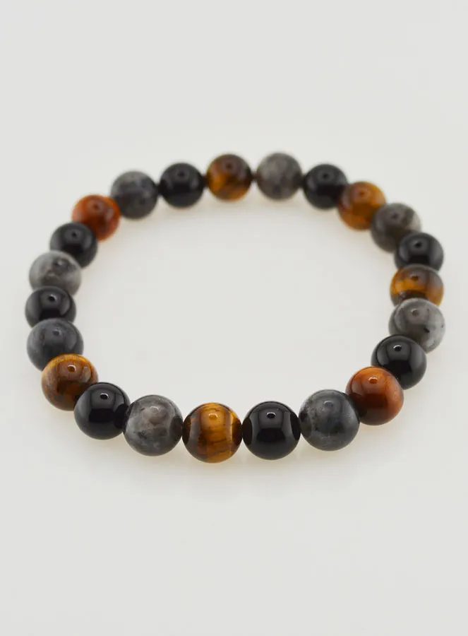 Bracelet with Tiger Eye - Onyx - Larvikite - 8mm (pic 2)