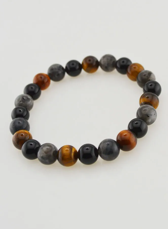 Bracelet with Tiger Eye - Onyx - Larvikite - 8mm (pic 4)