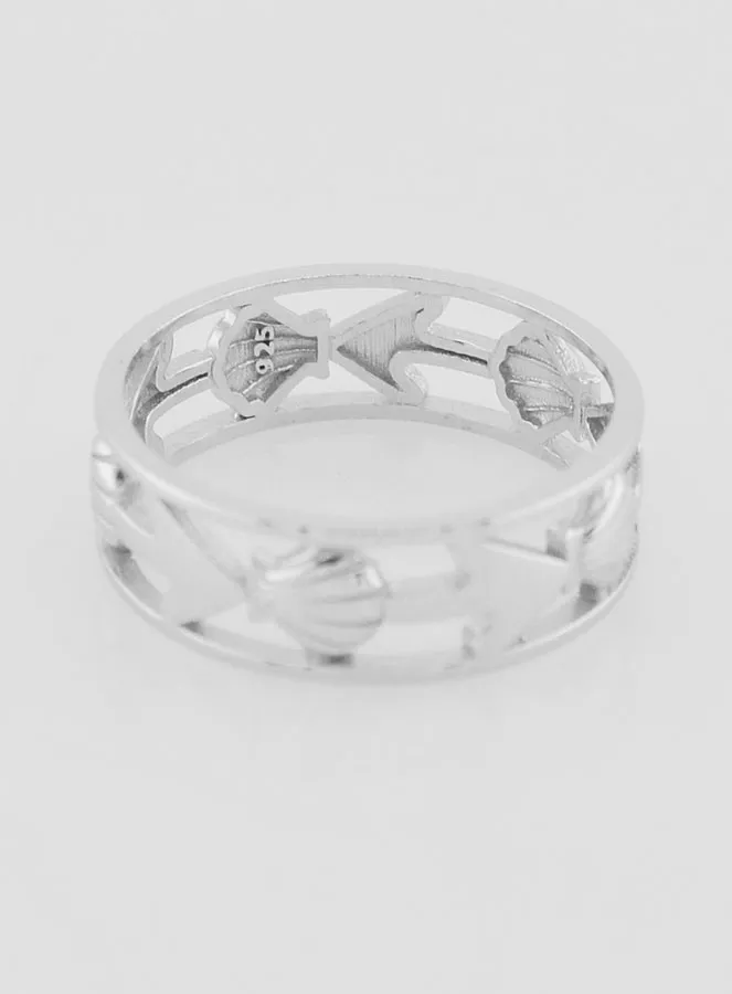 Openwork Silver Ring Shell and Anchor - Size 60 (pic 4)