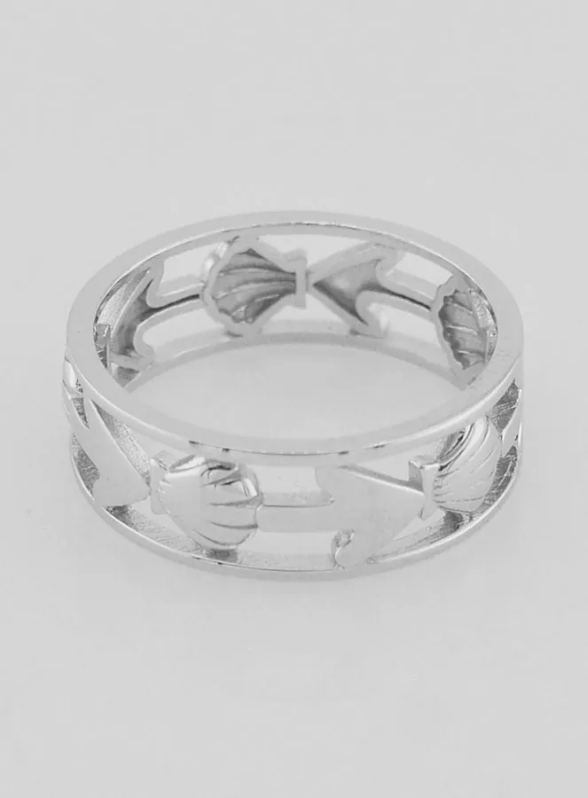 Openwork Silver Ring Shell and Anchor - Size 56 (pic 4)