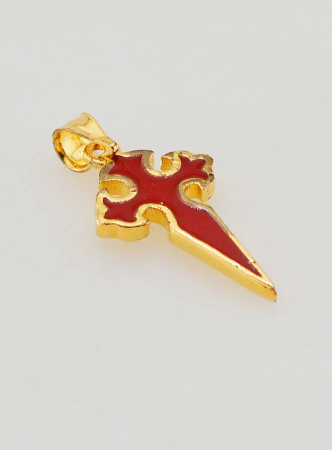 Gold Plated and Enamelled Saint James Cross - 17mm (pic 3)