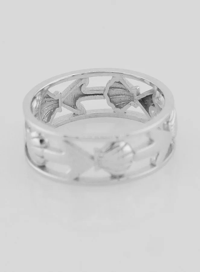 Openwork Silver Ring Shell and Anchor - Size 54 (pic 4)