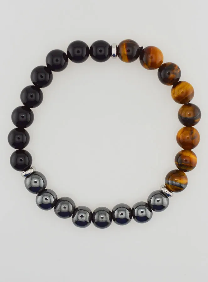 Tiger Eye - Onyx - Hematite Bracelet - 8mm (pic 1)