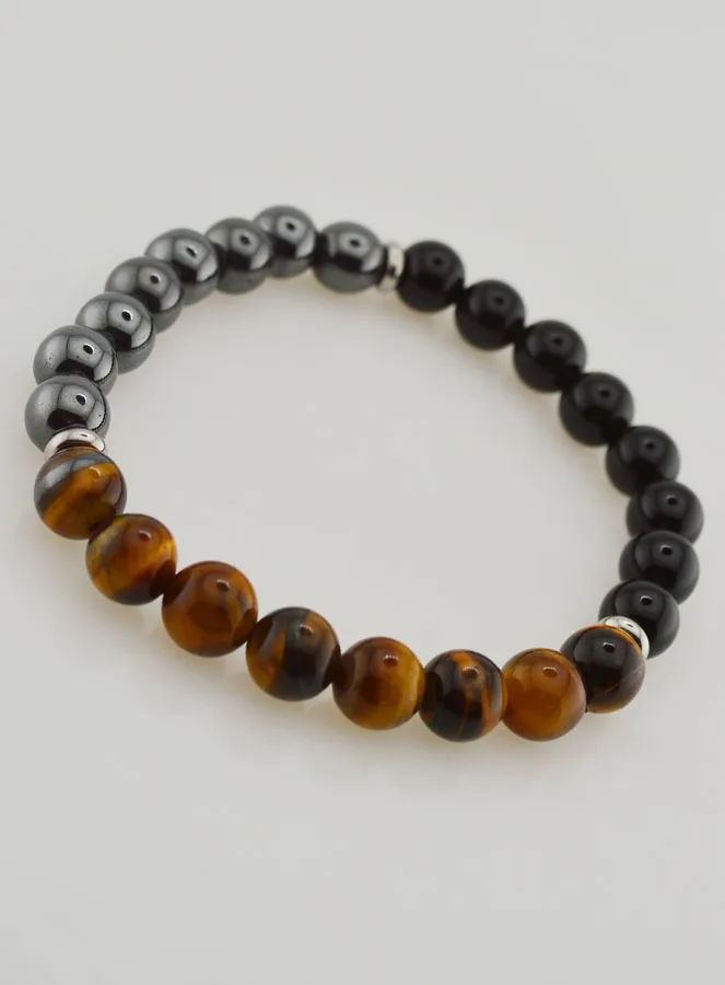 Tiger Eye - Onyx - Hematite Bracelet - 8mm (pic 2)
