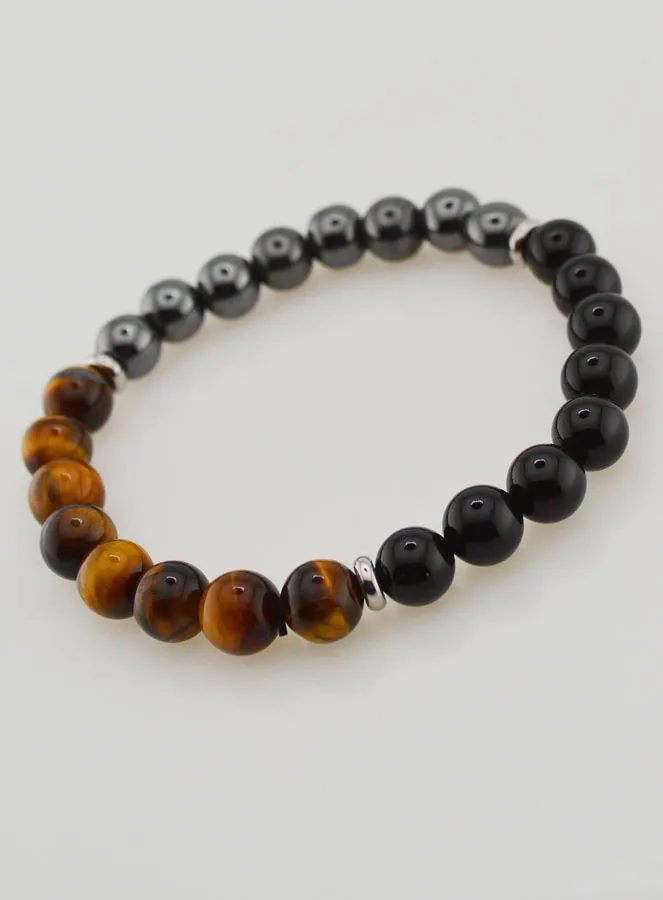 Tiger Eye - Onyx - Hematite Bracelet - 8mm (pic 3)
