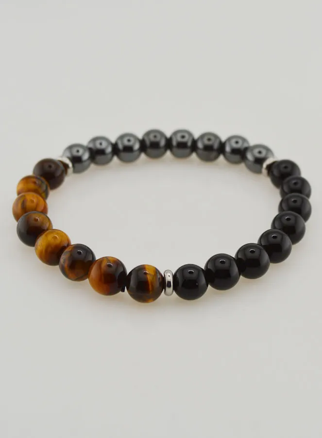 Tiger Eye - Onyx - Hematite Bracelet - 8mm (pic 4)