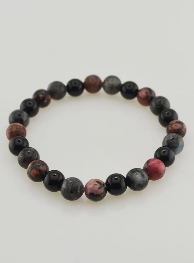 Rhodonite - Onyx - Larvikite Bracelet - 8mm (pic 2)
