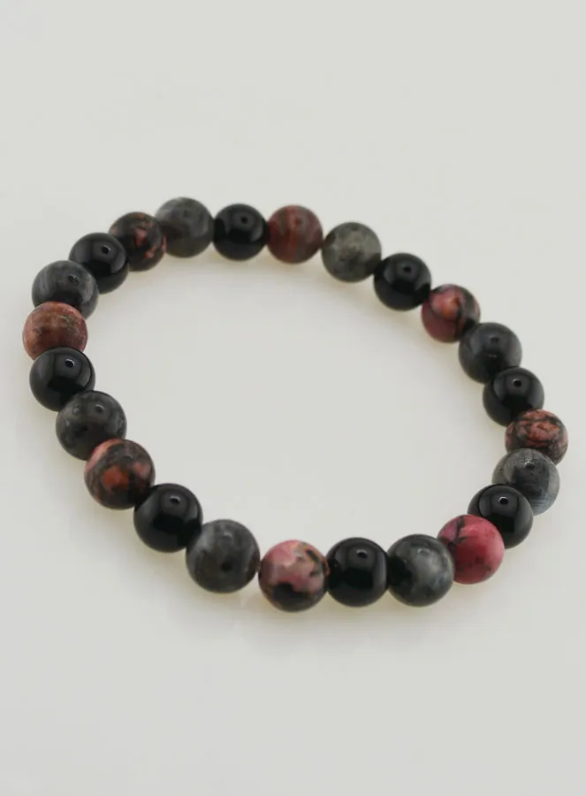 Rhodonite - Onyx - Larvikite Bracelet - 8mm (pic 3)