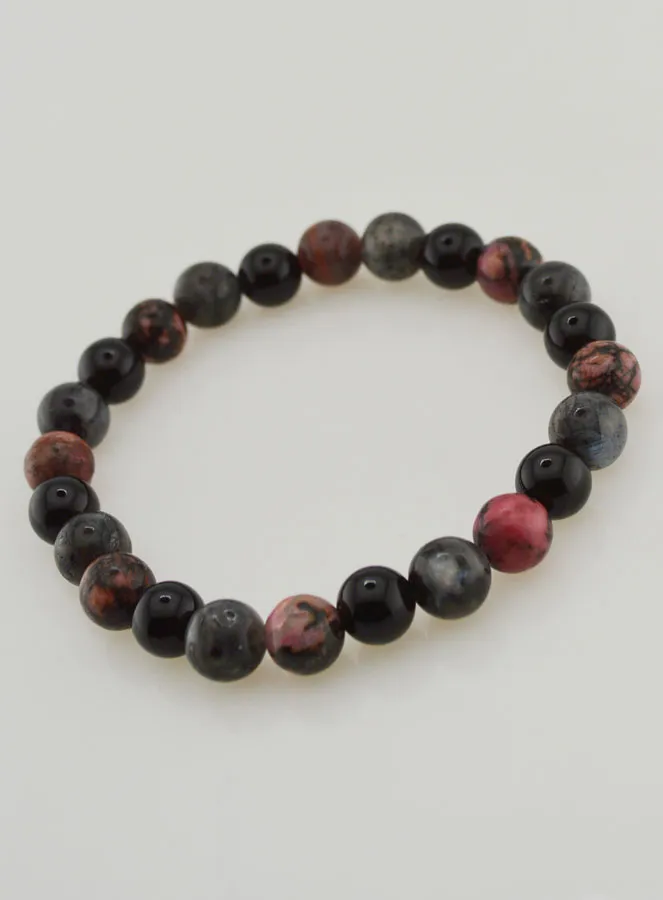 Rhodonite - Onyx - Larvikite Bracelet - 8mm (pic 4)