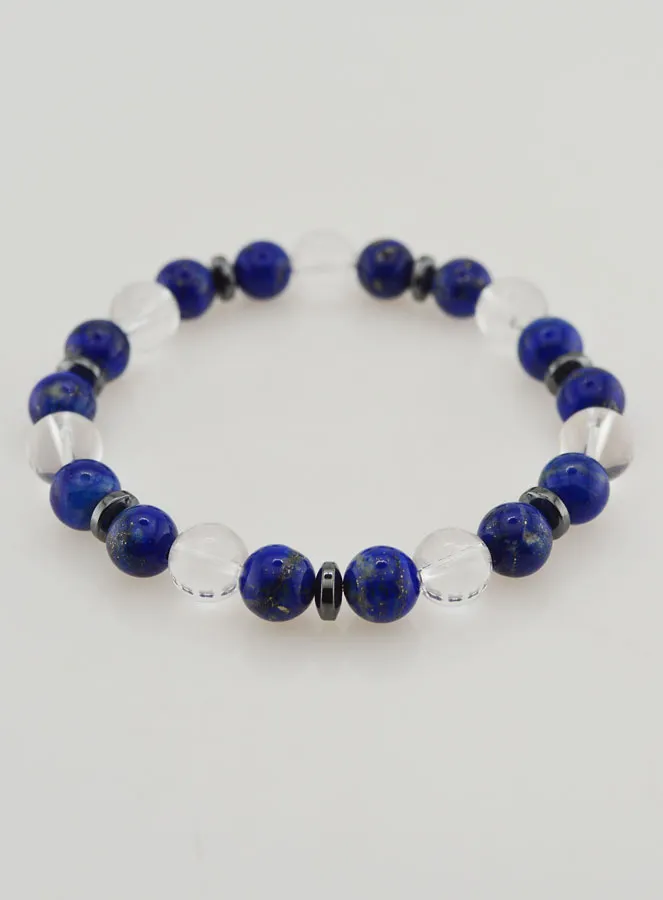 Bracelet with Rock Crystal and Lapis Lazuli AA - 8mm (pic 2)
