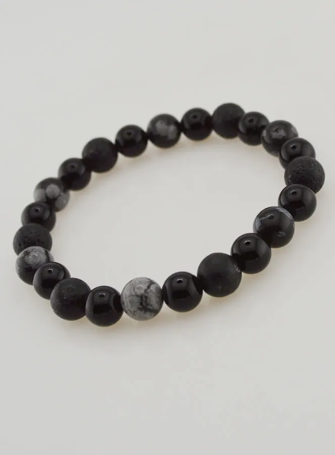 Obsidian, Black Onyx and Lava Stone Bracelet (pic 4)
