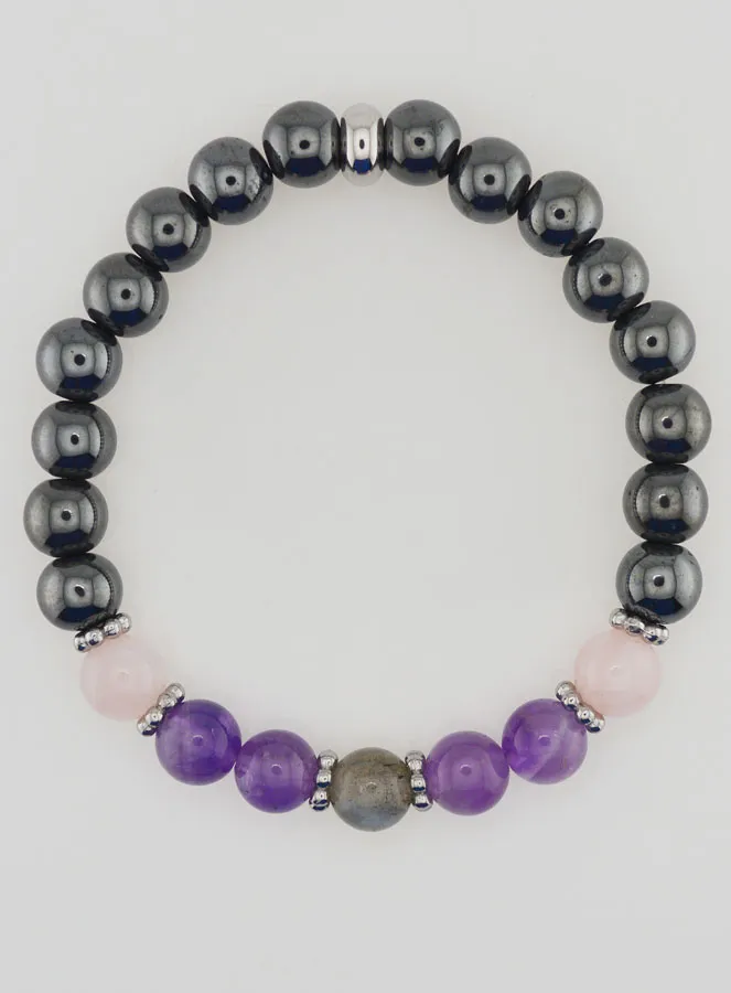 Hematite, Amethyst, Labradorite, Quartz Bracelet - 8mm (pic 1)