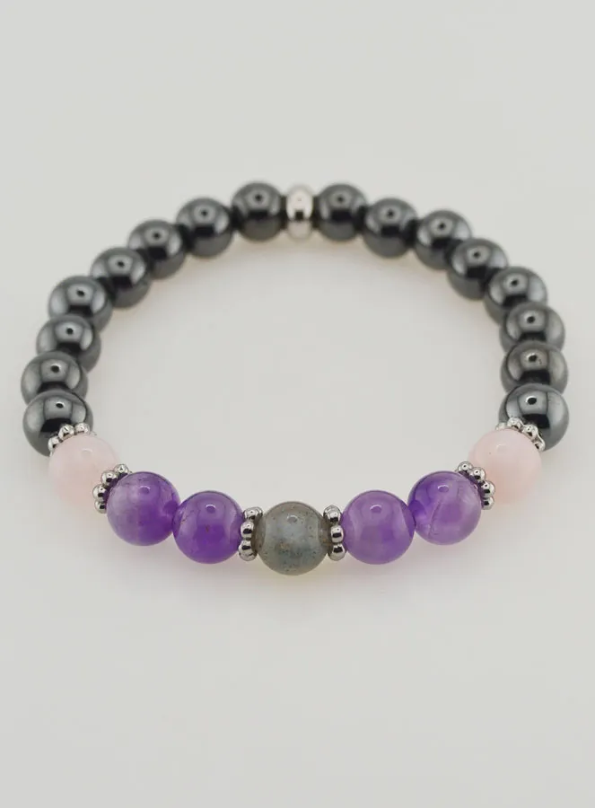 Hematite, Amethyst, Labradorite, Quartz Bracelet - 8mm (pic 2)