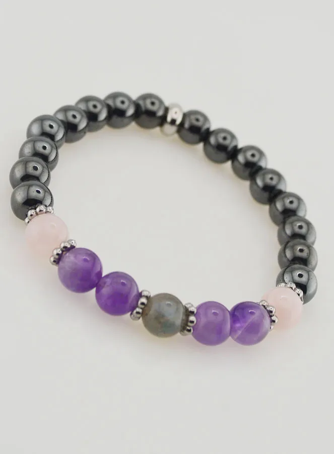 Hematite, Amethyst, Labradorite, Quartz Bracelet - 8mm (pic 3)