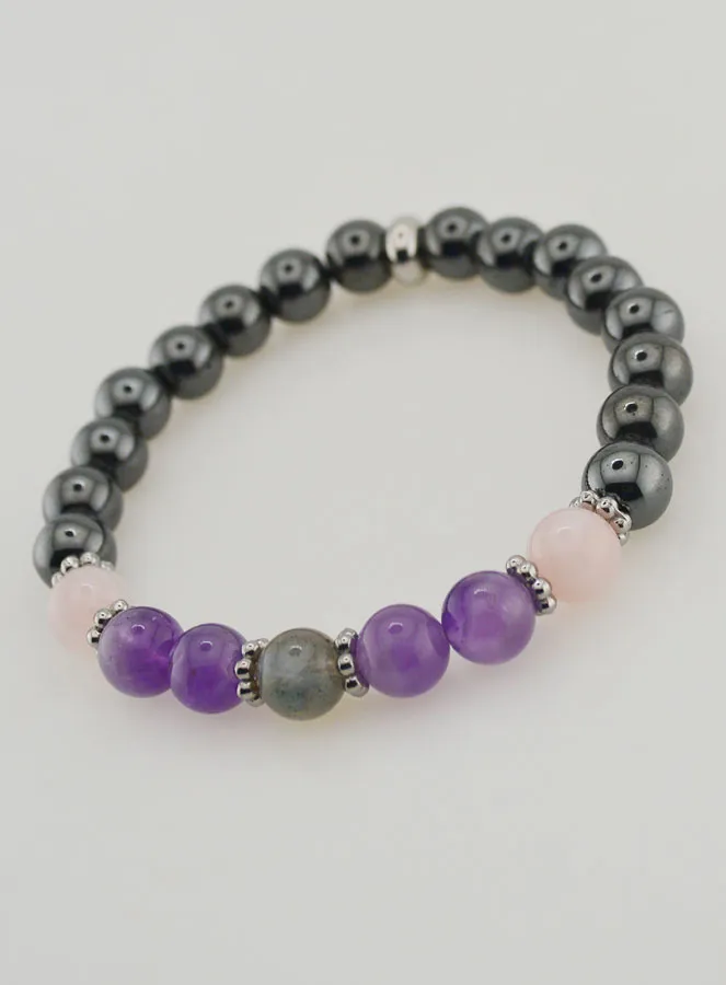 Hematite, Amethyst, Labradorite, Quartz Bracelet - 8mm (pic 4)