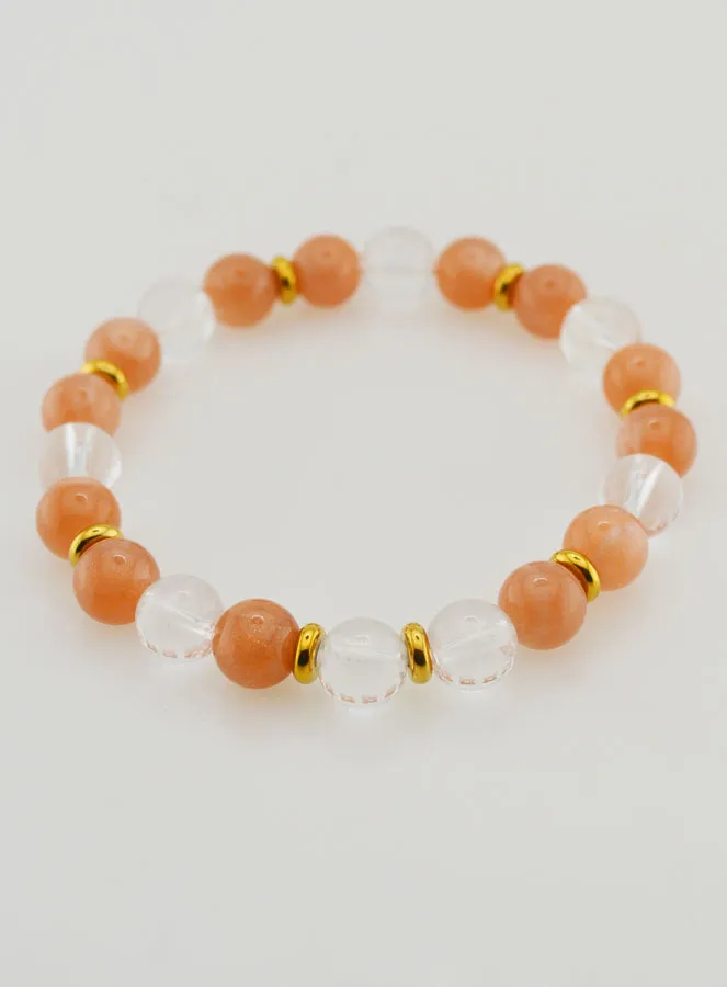 Bracelet with Rock Crystal and Sunstone AA - 8mm (pic 2)