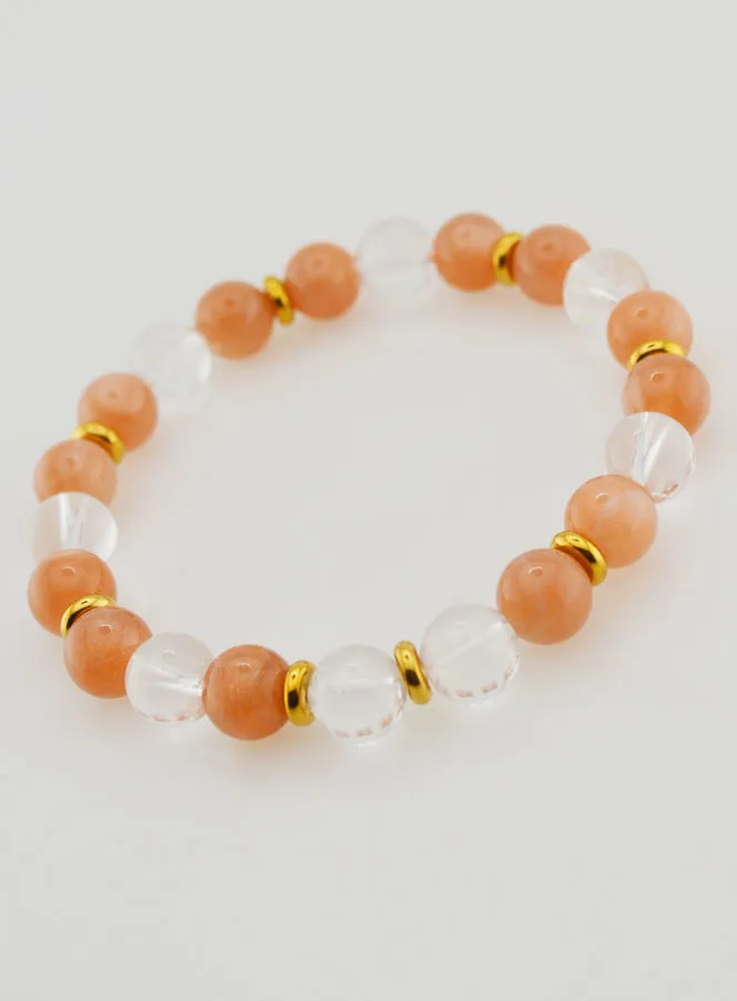 Bracelet with Rock Crystal and Sunstone AA - 8mm (pic 4)