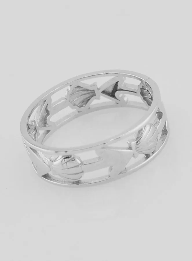 Openwork Silver Ring Shell and Anchor - Size 64 (pic 3)