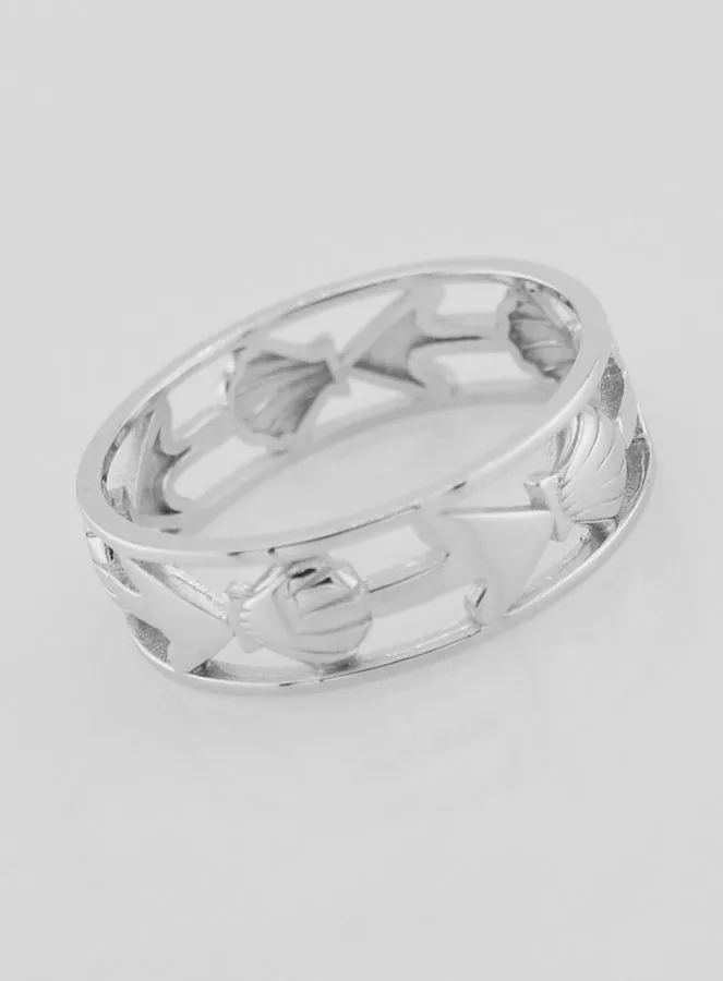 Openwork Silver Ring Shell and Anchor - Size 66 (pic 3)