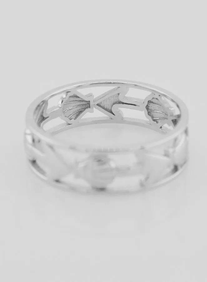 Openwork Silver Ring Shell and Anchor - Size 66 (pic 4)