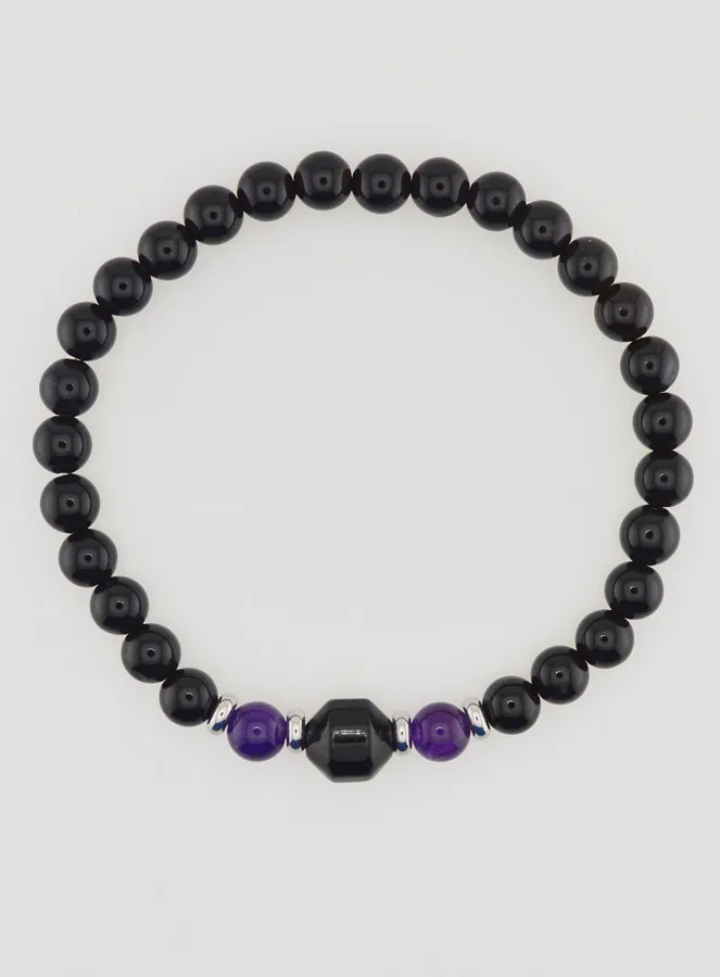 Amethyst and Black Onyx Bracelet - 6mm (pic 1)