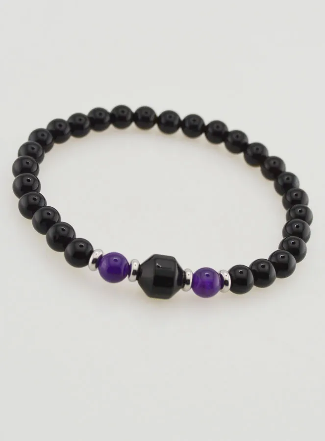 Amethyst and Black Onyx Bracelet - 6mm (pic 3)