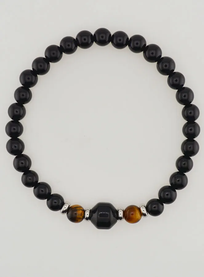 Tiger Eye and Black Onyx Bracelet - 6mm (pic 1)
