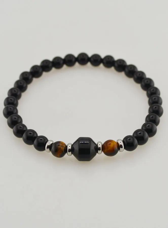 Tiger Eye and Black Onyx Bracelet - 6mm (pic 2)