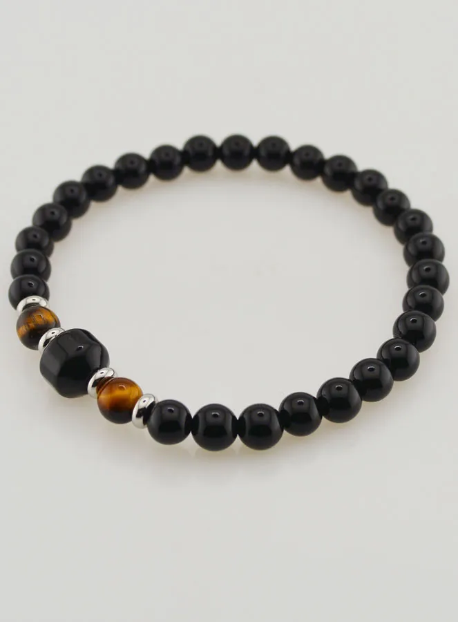 Tiger Eye and Black Onyx Bracelet - 6mm (pic 3)