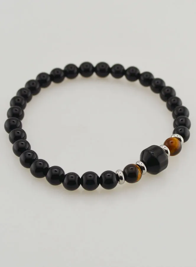 Tiger Eye and Black Onyx Bracelet - 6mm (pic 4)