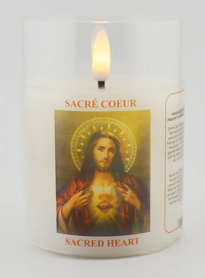 LED Votive Candle - Prayer Sacred Heart of Jesus (pic 1)