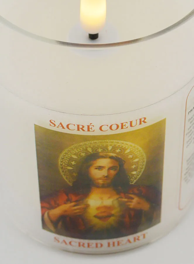 LED Votive Candle - Prayer Sacred Heart of Jesus (pic 4)