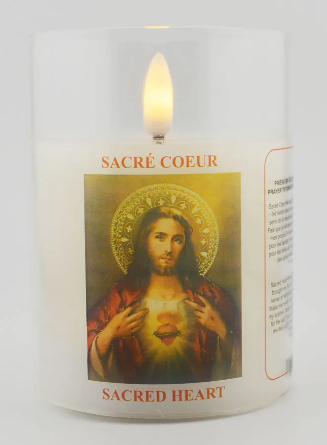 Battery-Operated Church Candle - Sacred Heart of Jesus (pic 1)