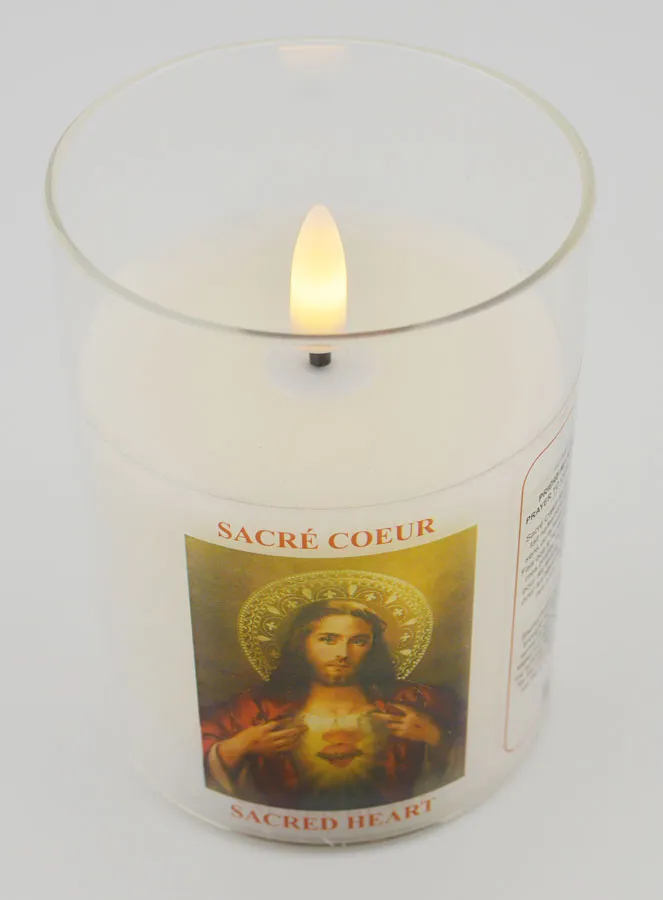 Battery-Operated Church Candle - Sacred Heart of Jesus (pic 2)
