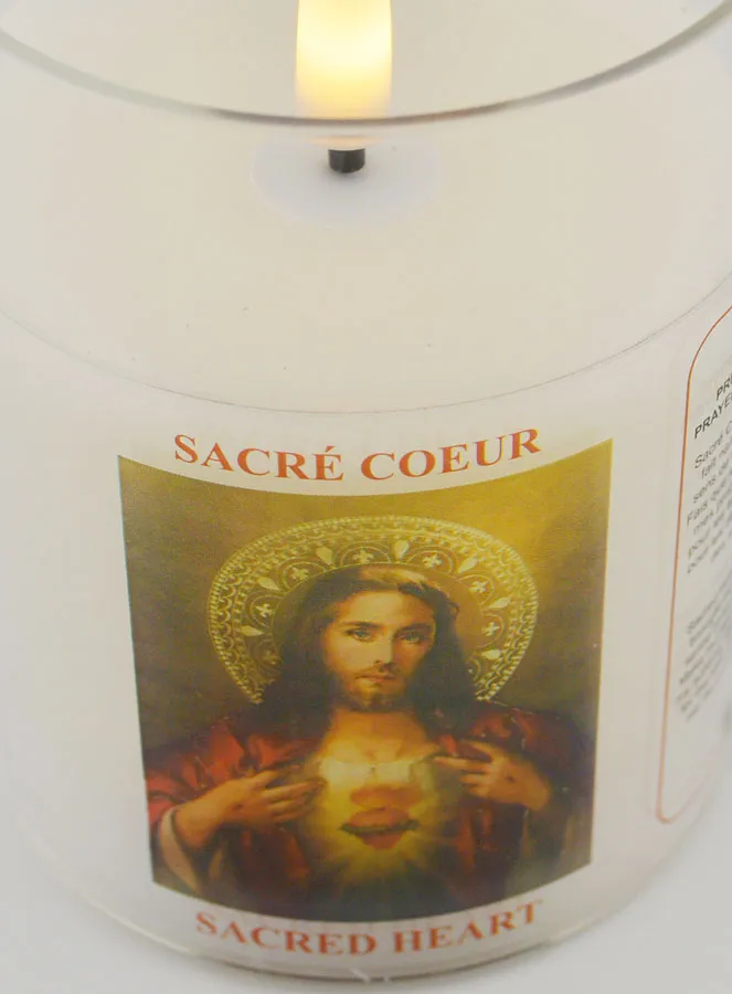 Battery-Operated Church Candle - Sacred Heart of Jesus (pic 4)