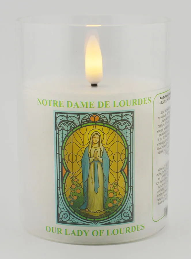 Battery-Operated Church Candle - Our Lady of Lourdes (pic 1)