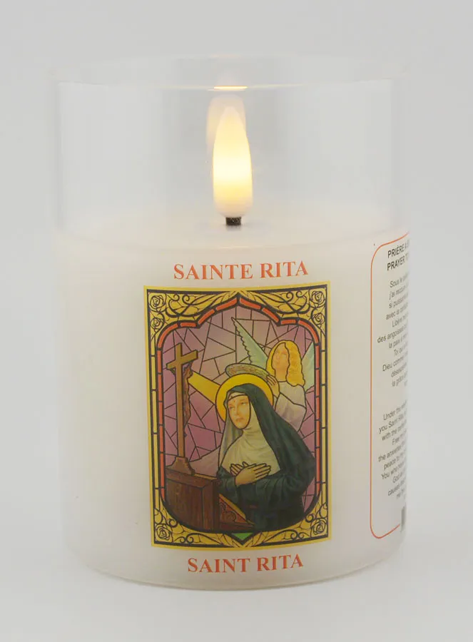 Battery-Operated Church Candle - Saint Rita (pic 1)