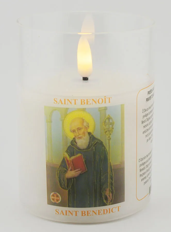 Battery-Operated Church Candle - Saint Benedict (pic 1)