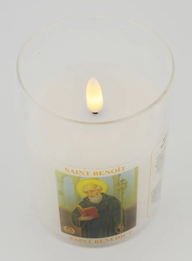 Battery-Operated Church Candle - Saint Benedict (pic 2)