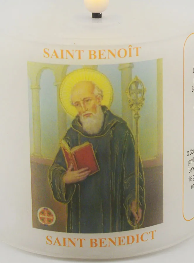 Battery-Operated Church Candle - Saint Benedict (pic 3)
