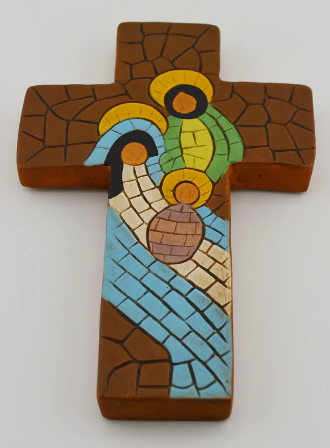 Ceramic Cross Holy Family Brown - 15cm (pic 2)