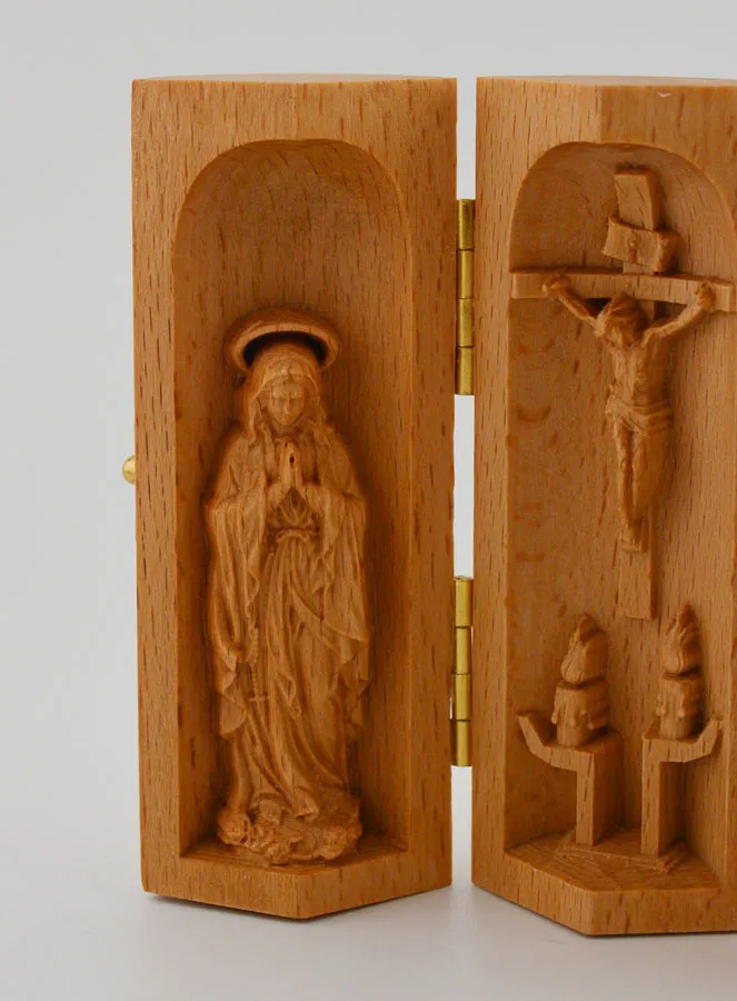Solid Wood Triptych - Our Lady of Lourdes and Saint Joseph (pic 2)
