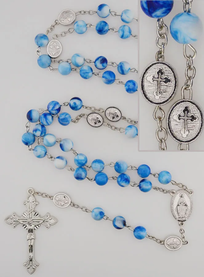 Miraculous Medal  Rosary - Light Blue (pic 1)