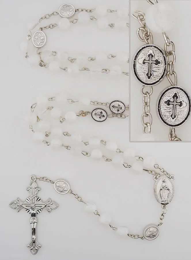 Rosary Miraculous Medal - White (pic 1)