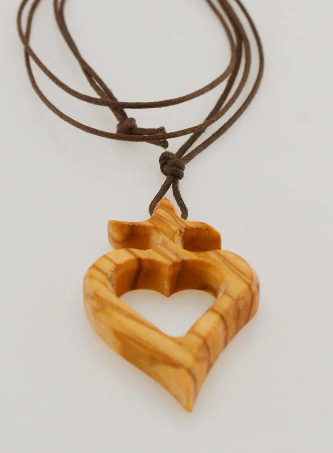 Olive Wood Ex-Voto Cross Pendant with Cord (pic 2)